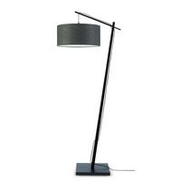 Stehlampe Andes Schwarz/ Dunkelgrau mit Fußschalter - Dunkelgrau/Schwarz, Design, Naturmaterialien (47/176/23cm) - Good & Mojo