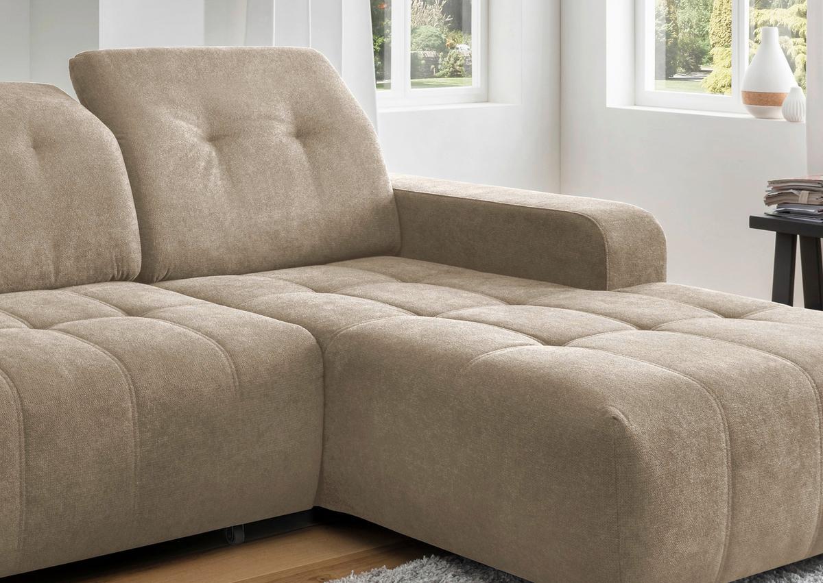 Ecksofa Vicari Hellbraun S: 185x292 Cm - Hellbraun/Schwarz, MODERN, Textil (185/292cm) - Livetastic