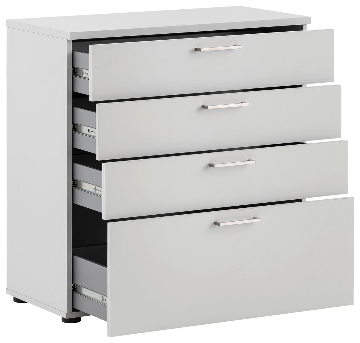 Kommode B: 80,2 Cm Serie 1500, Hellgrau - Hellgrau/Schwarz, KONVENTIONELL, Holzwerkstoff (80,2/84,2/41cm) - MID.YOU
