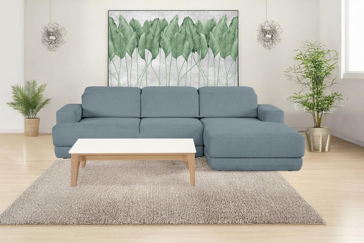 Ecksofa Frans Blau S: 204 Cm - Blau/Schwarz, Design, Textil (204/293cm) - MID.YOU