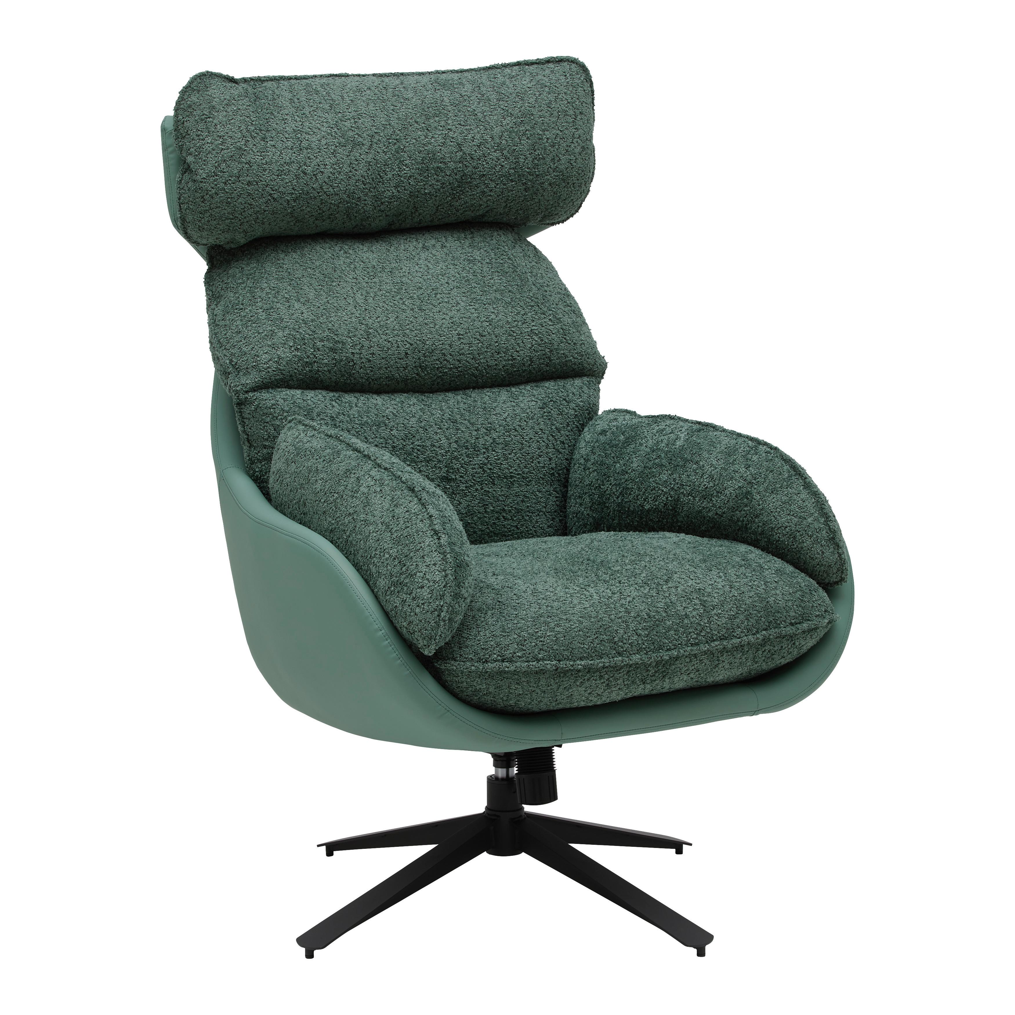 Křeslo VERDURA, zelená funkce naklápění a otáčení - černá/zelená, Moderní, kov/textil (81/109/95cm) - Premium Living