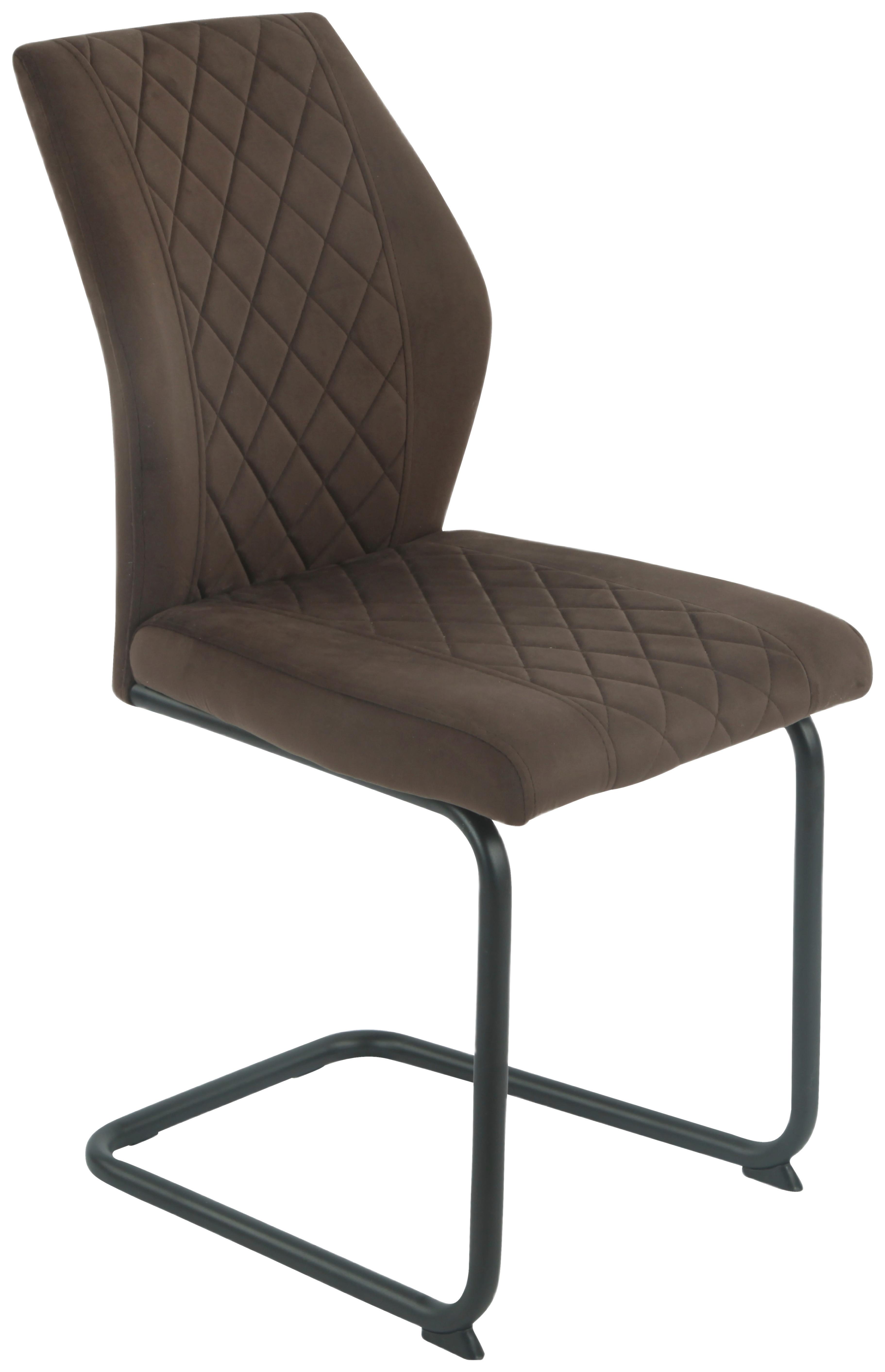 Stuhl Nina Verlours Braun, B: 49 Cm - Schwarz/Braun, MODERN, Textil/Metall (49/91/66cm)