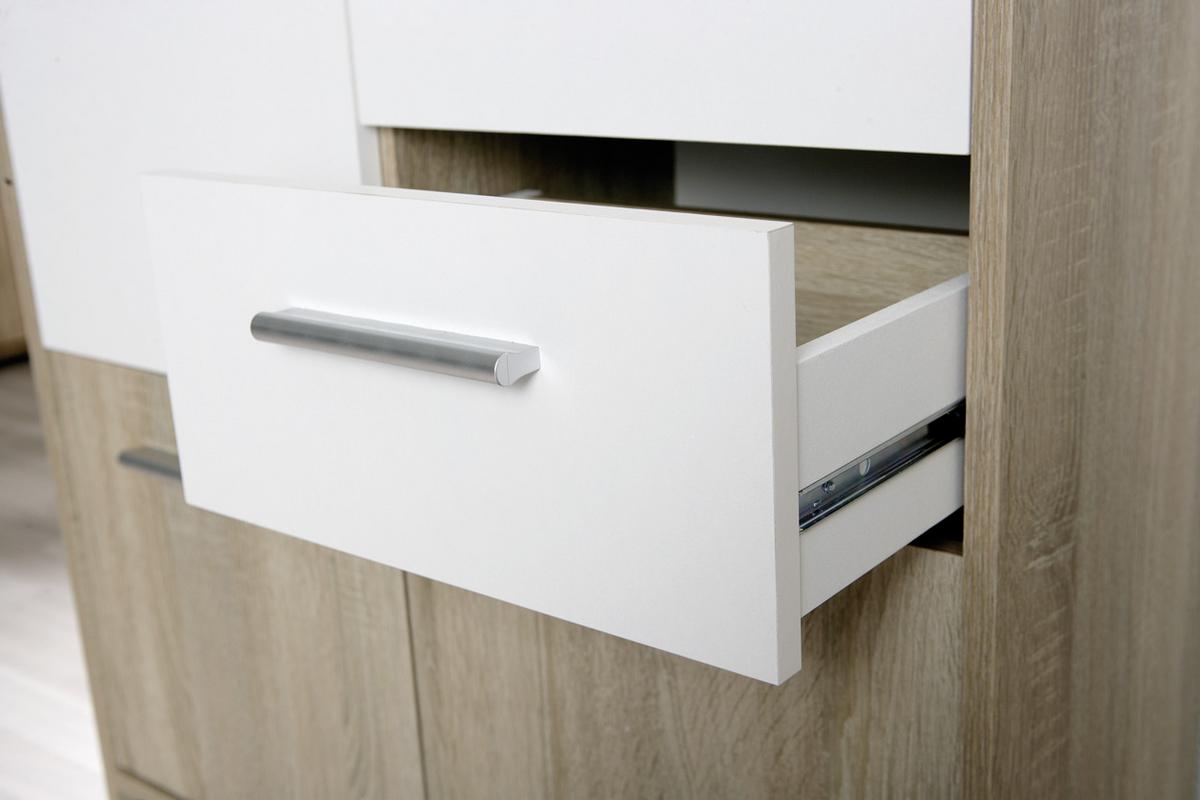 Kommode B 77cm Eboli, Eiche Dekor/Weiß - Weiß/Sonoma Eiche, Basics, Holzwerkstoff (77/77/30cm) - MID.YOU