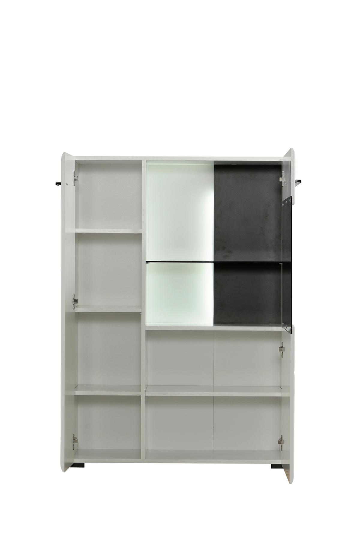 Vitrin Trentino - fehér, Modern, faalapú anyag/Üveg (87,5/124/35cm)