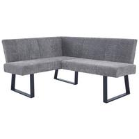 Eckbank Terri Leinenoptik Grau, S: 130x160cm - Schwarz/Grau, KONVENTIONELL, Textil/Metall (130/160cm) - MID.YOU