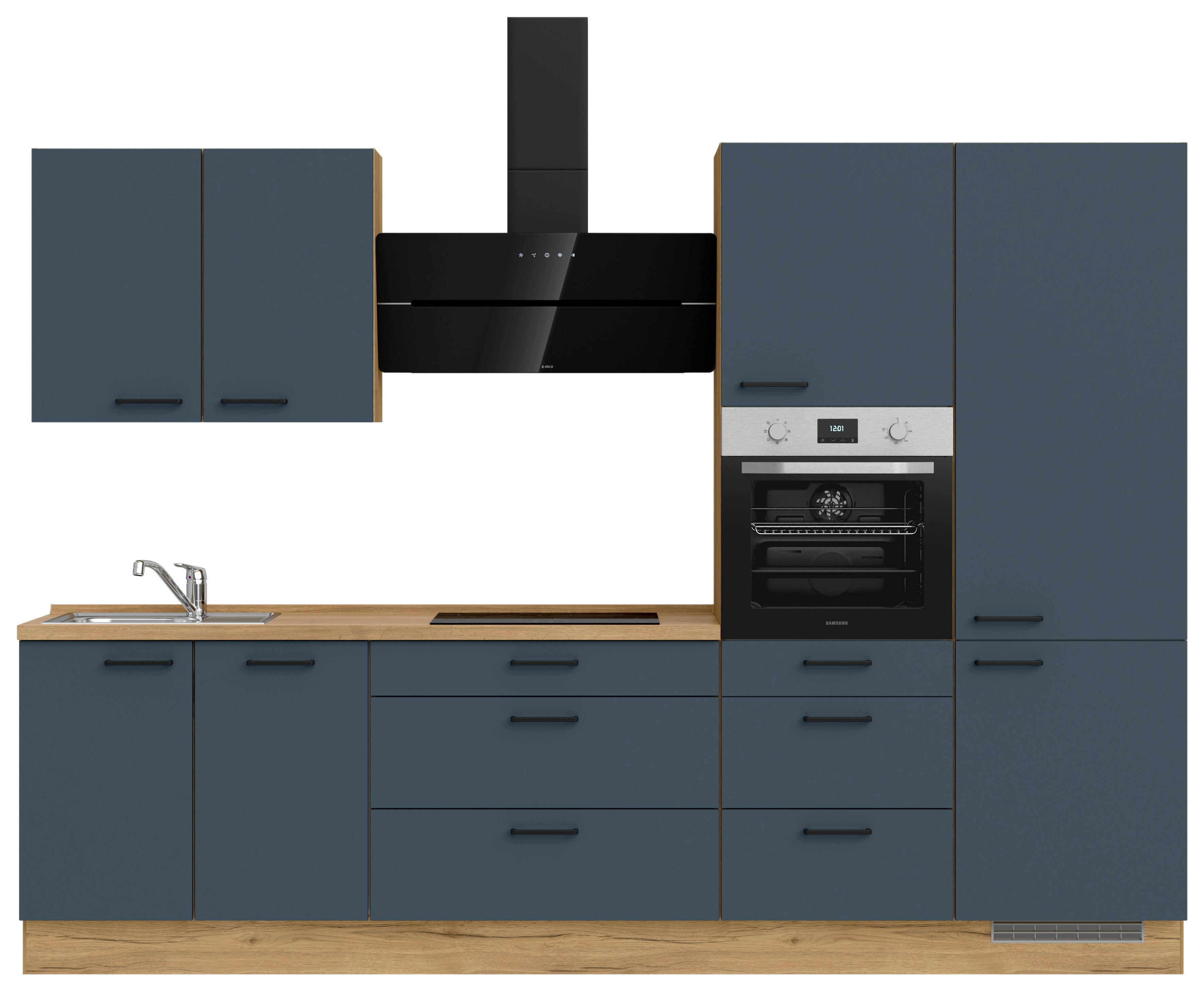 Küchenleerblock Easytouch High-Line, H4 Rechts - Blau/Eichefarben, MODERN, Holzwerkstoff (300cm) - Nobilia