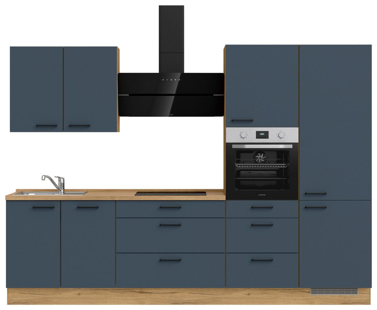 Küchenleerblock Easytouch High-Line, H4 Rechts - Blau/Eichefarben, MODERN, Holzwerkstoff (300cm) - Nobilia