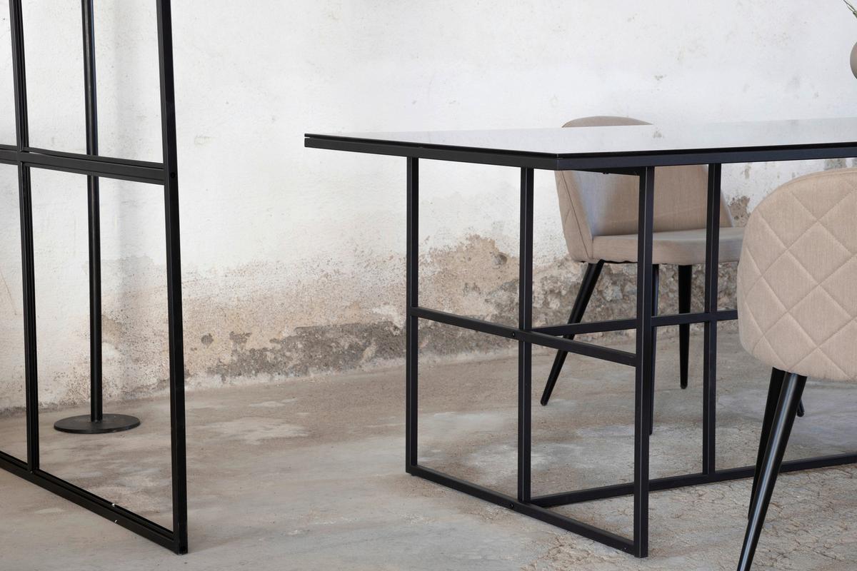 Esstisch Leif - Schwarz, Design, Glas/Metall (200/90/74cm) - Livetastic