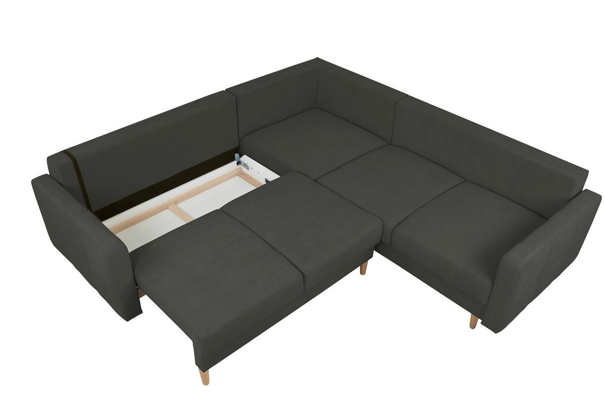 Ecksofa Noret, Schwarz S: 242x242 Cm - Buchefarben/Schwarz, Design, Textil (242/242cm) - MID.YOU