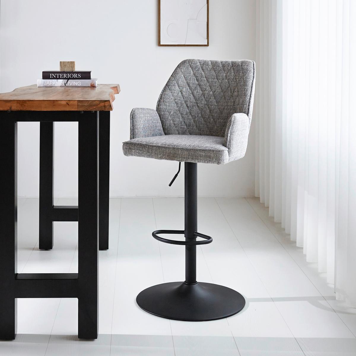 Barhocker-Set Donny Hellgrau B: 54 cm - Hellgrau/Schwarz, MODERN, Textil/Metall (54/100/58cm) - MID.YOU