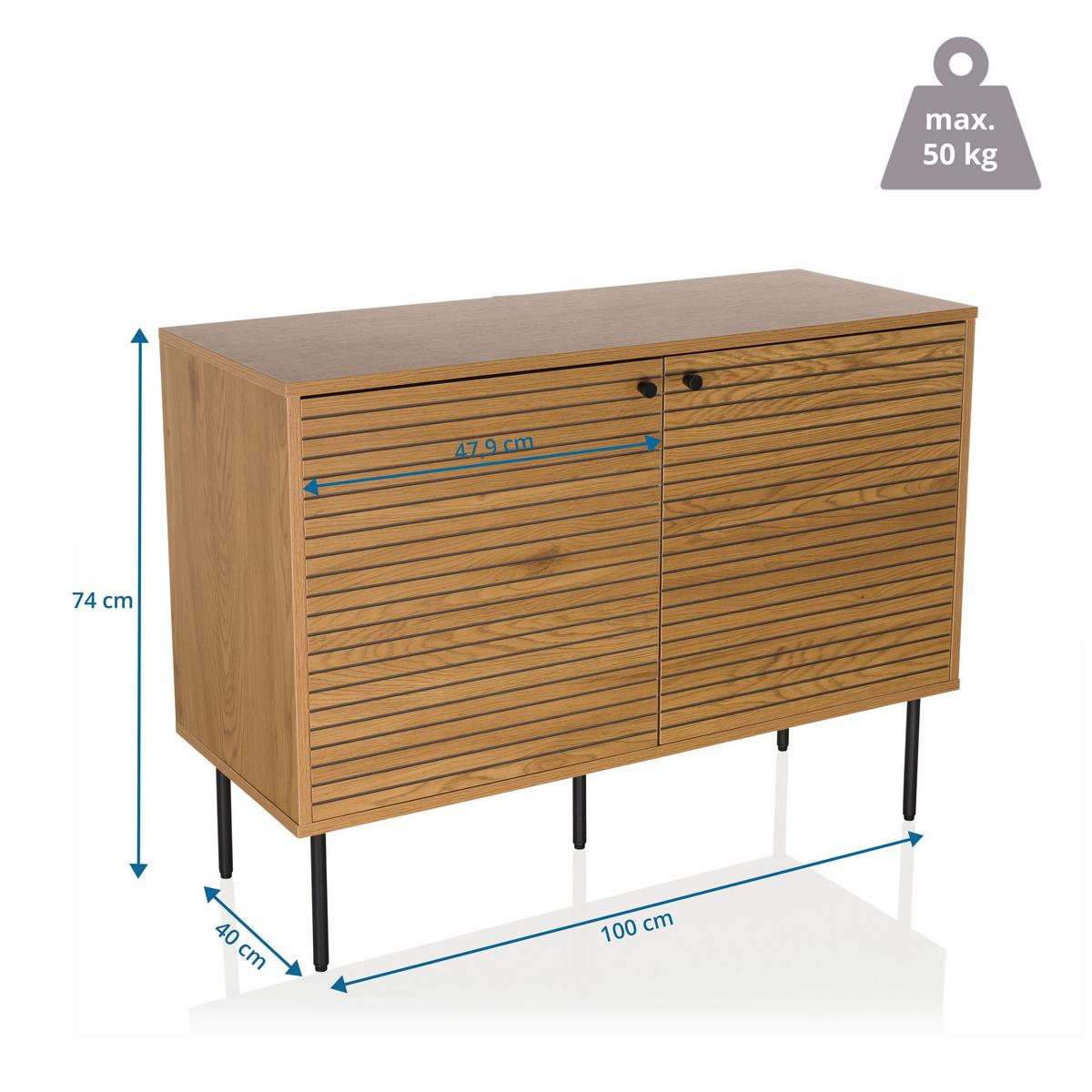 Linno S Sideboard Eichefarben B: 100 Cm - Eichefarben/Schwarz, MODERN, Holzwerkstoff (100/74/40cm) - MID.YOU