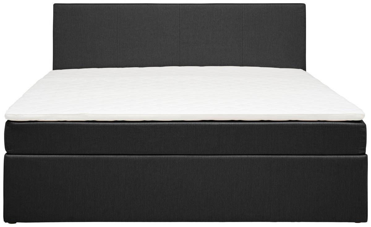 Boxspringbett mit Topper + Bettkasten 160x200 cm Carolina - Schwarz/Grau, Basics, Holz/Holzwerkstoff (160/200cm) - P & B