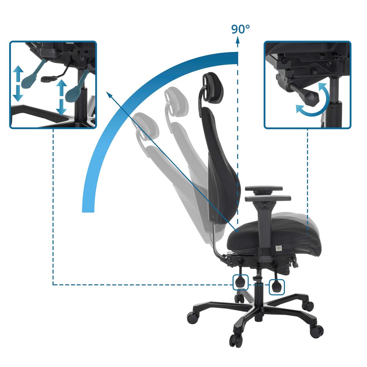 Drehstuhl 24 Hours Basic Schwarz B: 68 cm - Schwarz, MODERN, Kunststoff/Textil (68/109 - 151/70cm) - MID.YOU