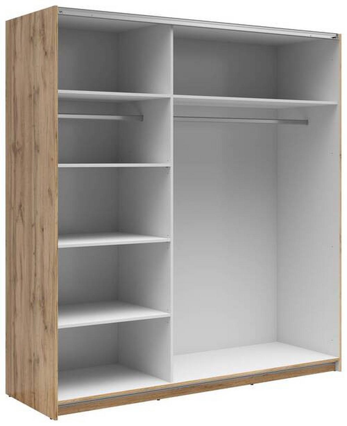 Schwebetürenschrank Tetrix - Klar/Eiche Wotan, MODERN, Glas/Holzwerkstoff (183/195,5/60cm) - MID.YOU