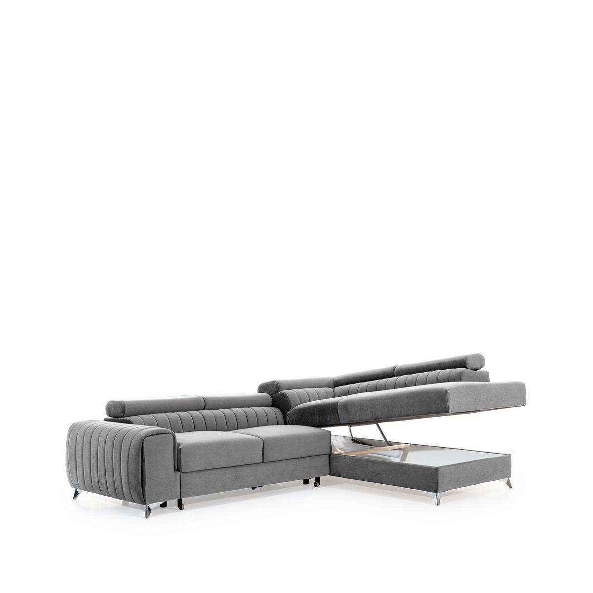 Ecksofa Lauernce Hellgrau S: 278x205cm - Silberfarben/Hellgrau, Design, Textil (278/205cm) - MID.YOU