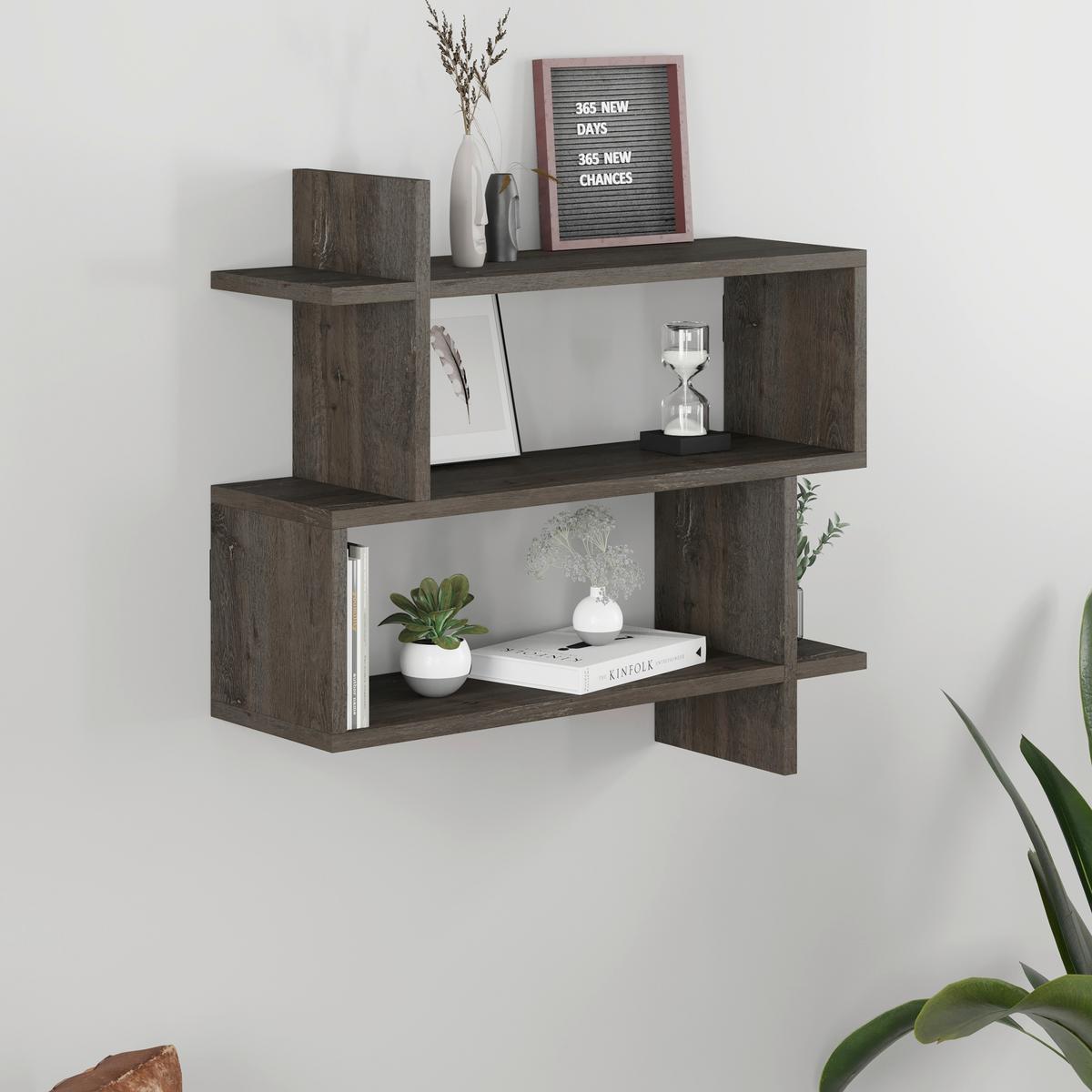 Wandboard Paralel Regal - Dunkelbraun, Design, Holzwerkstoff (70/65/22cm) - Livetastic