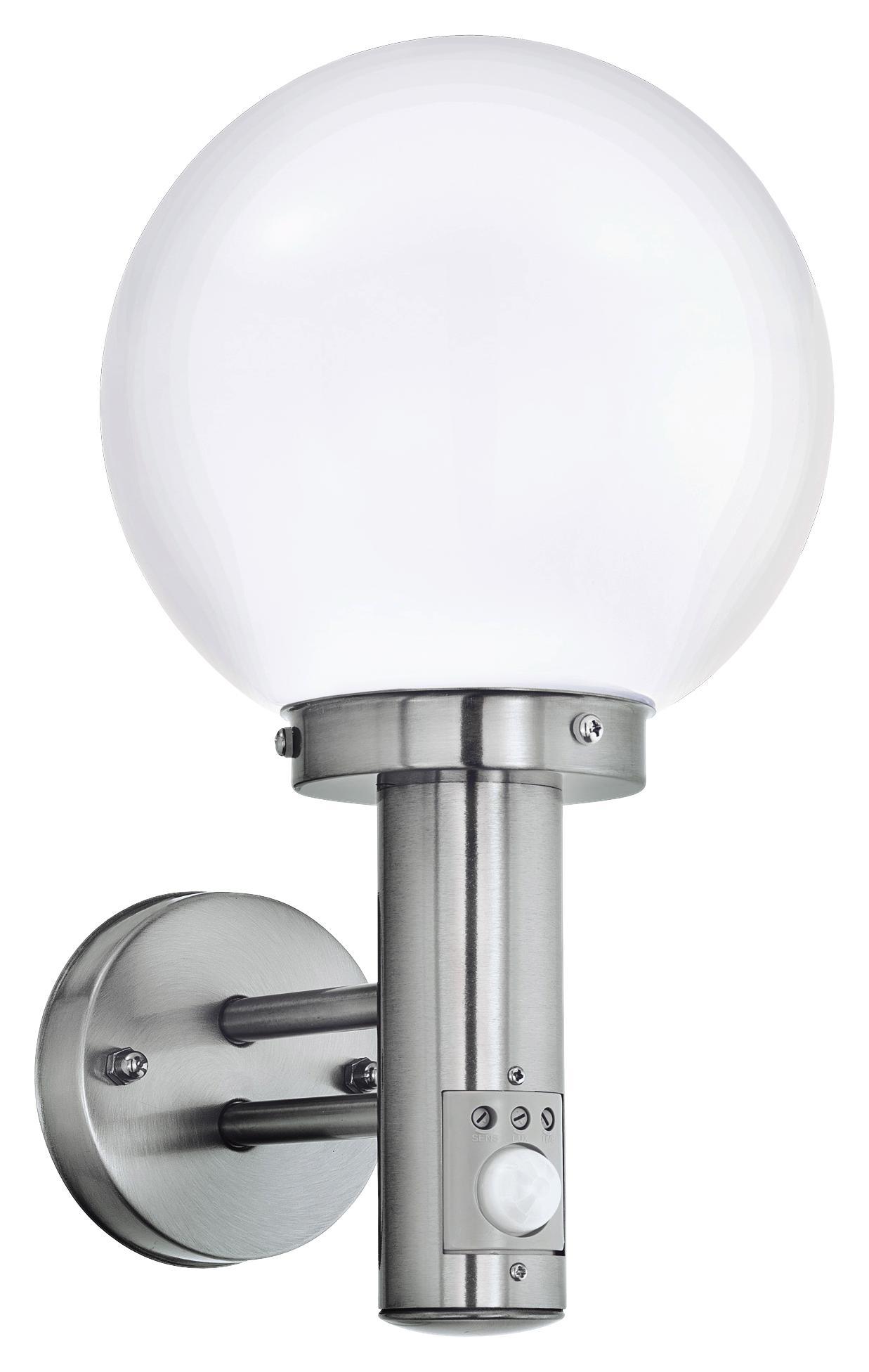 Außenwandleuchte Nisia - Edelstahlfarben/Weiß, MODERN, Glas/Metall (20/35,5/24cm)