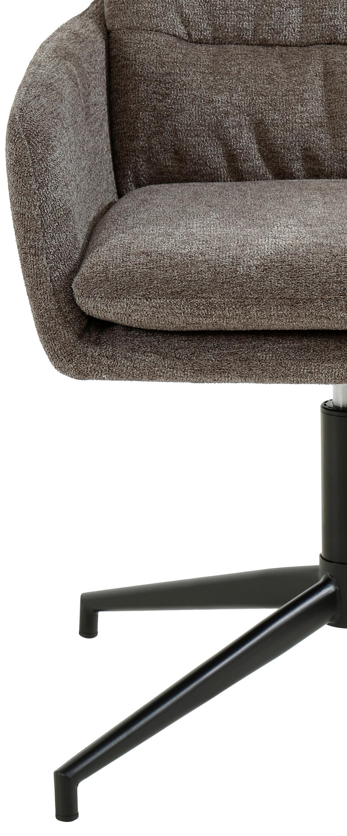 Armlehnstuhl Patrice Braun, Sitzfl. 360° drehbar - Schwarz/Braun, Design, Holz/Textil (57/88/67cm) - MID.YOU