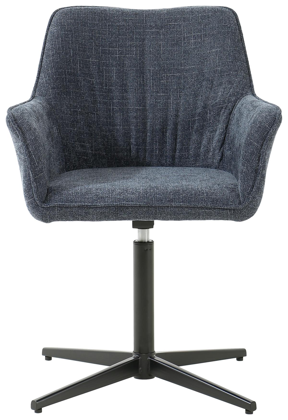 Armlehnstuhl Pat Blau/sitzfl. 360° Drehbar - Schwarz/Dunkelblau, KONVENTIONELL, Holz/Textil (60/86.5/61cm) - MID.YOU