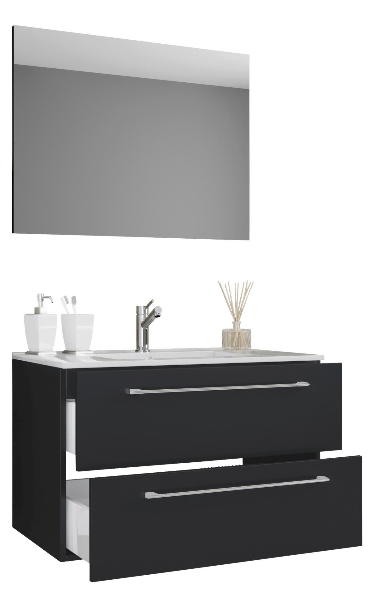 Badezimmer Badinos 3-teilig Schwarz B: 60 Cm - Schwarz/Weiß, MODERN, Keramik/Holzwerkstoff (60cm) - MID.YOU