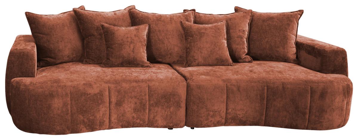 Boxspringsofa Berg - Rostfarben/Schwarz, Trend, Textil (292/71-99/127cm) - Livetastic