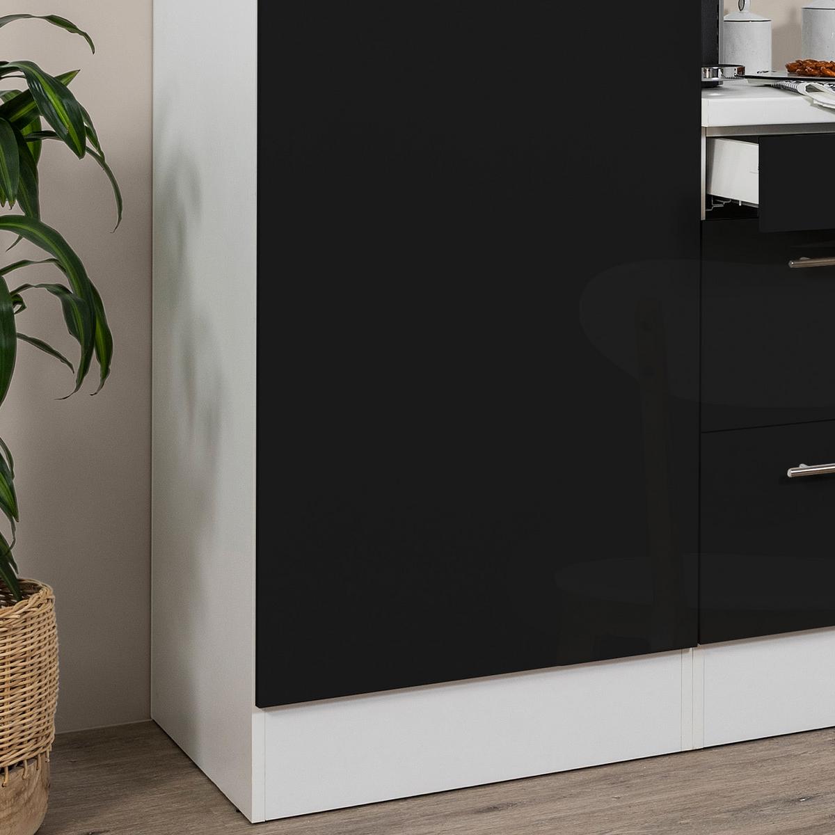 Küchenzeile mit Geräten 270 cm Schwarz Hochglanz/Weiß - Schwarz/Weiß, KONVENTIONELL, Holzwerkstoff (270cm) - Respekta