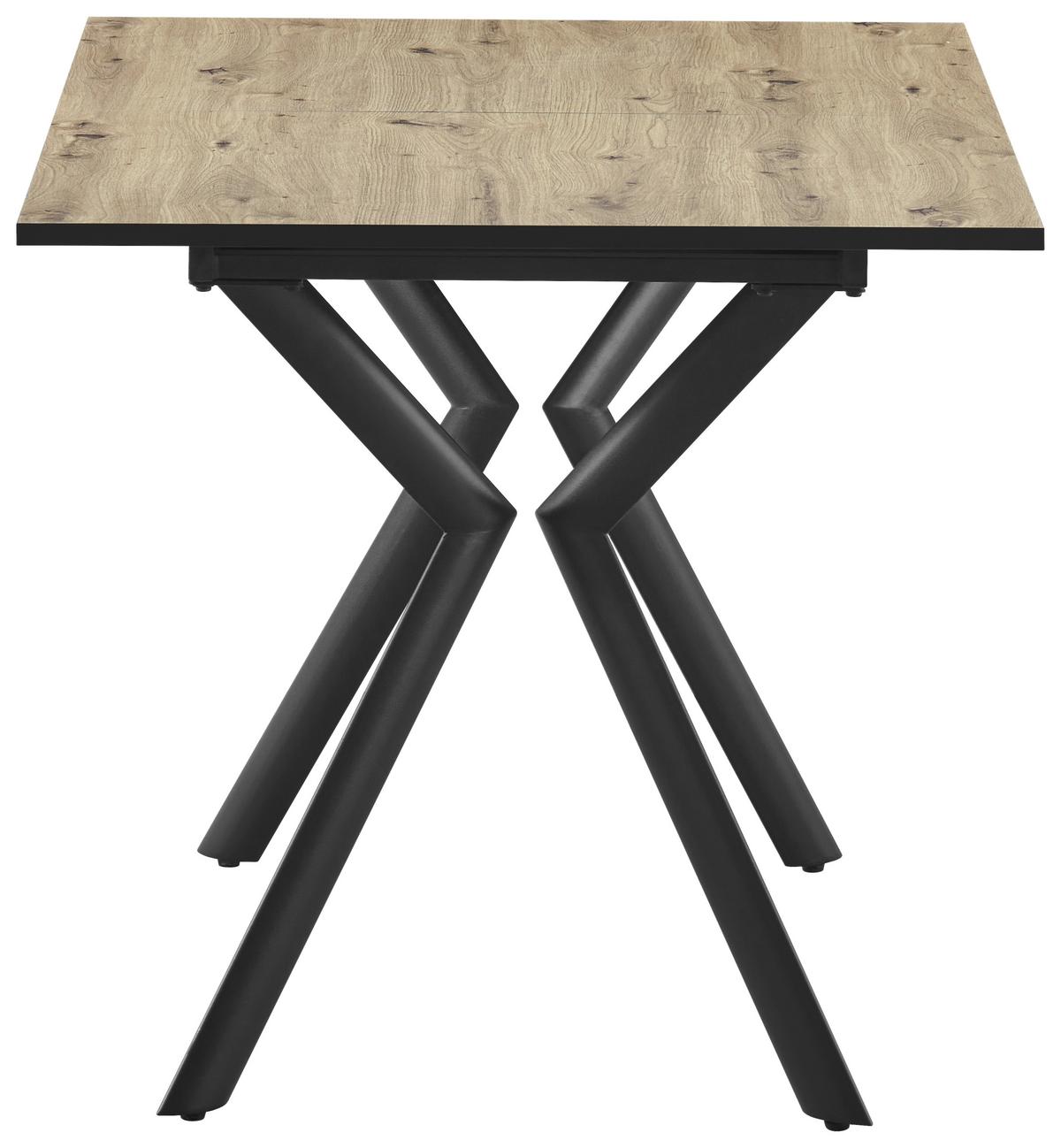 Ausziehtisch Marcel Giga 120AZ Melamin Eiche, B: 120-160cm - Eichefarben/Schwarz, MODERN, Holzwerkstoff/Metall (120-160/80/76cm)