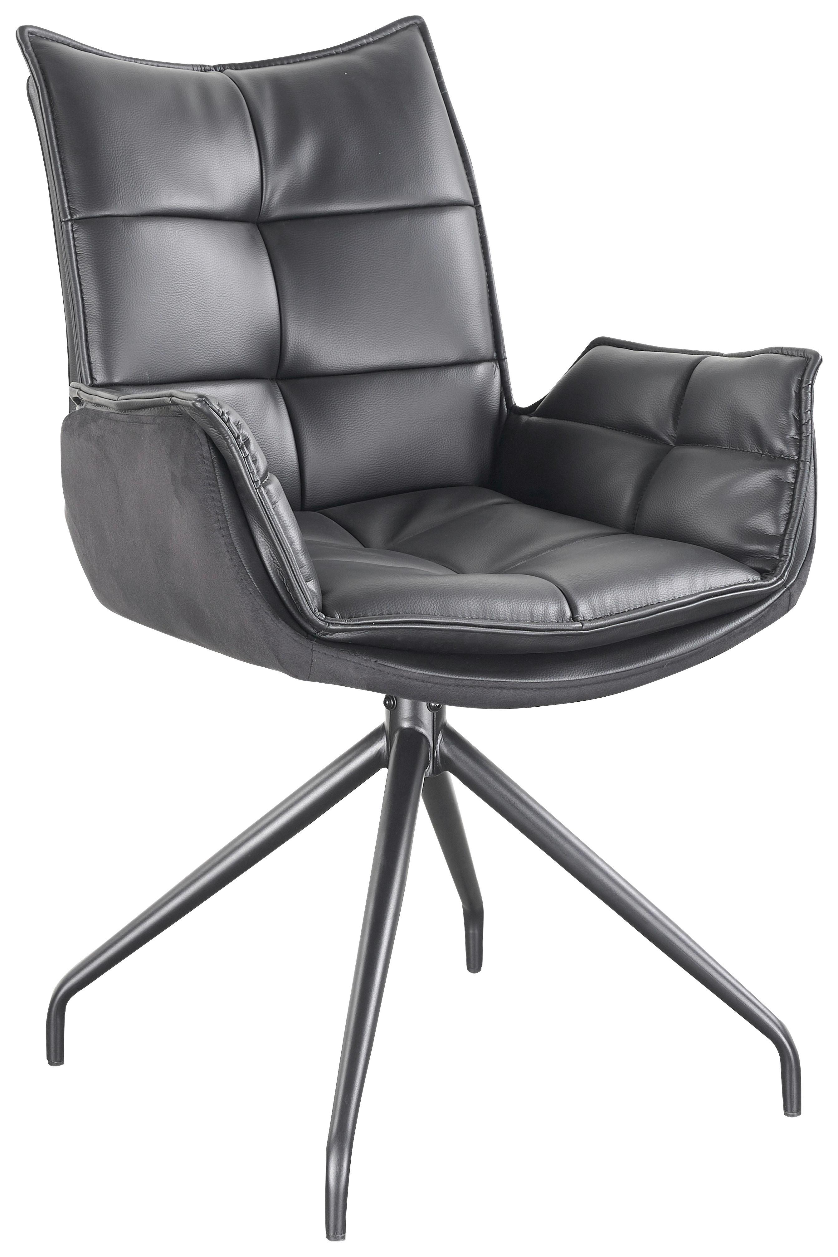 Armlehnstuhl Malin Giga Webstoff schwarz, B: 59cm - Schwarz, MODERN, Textil/Metall (61/92/66cm)