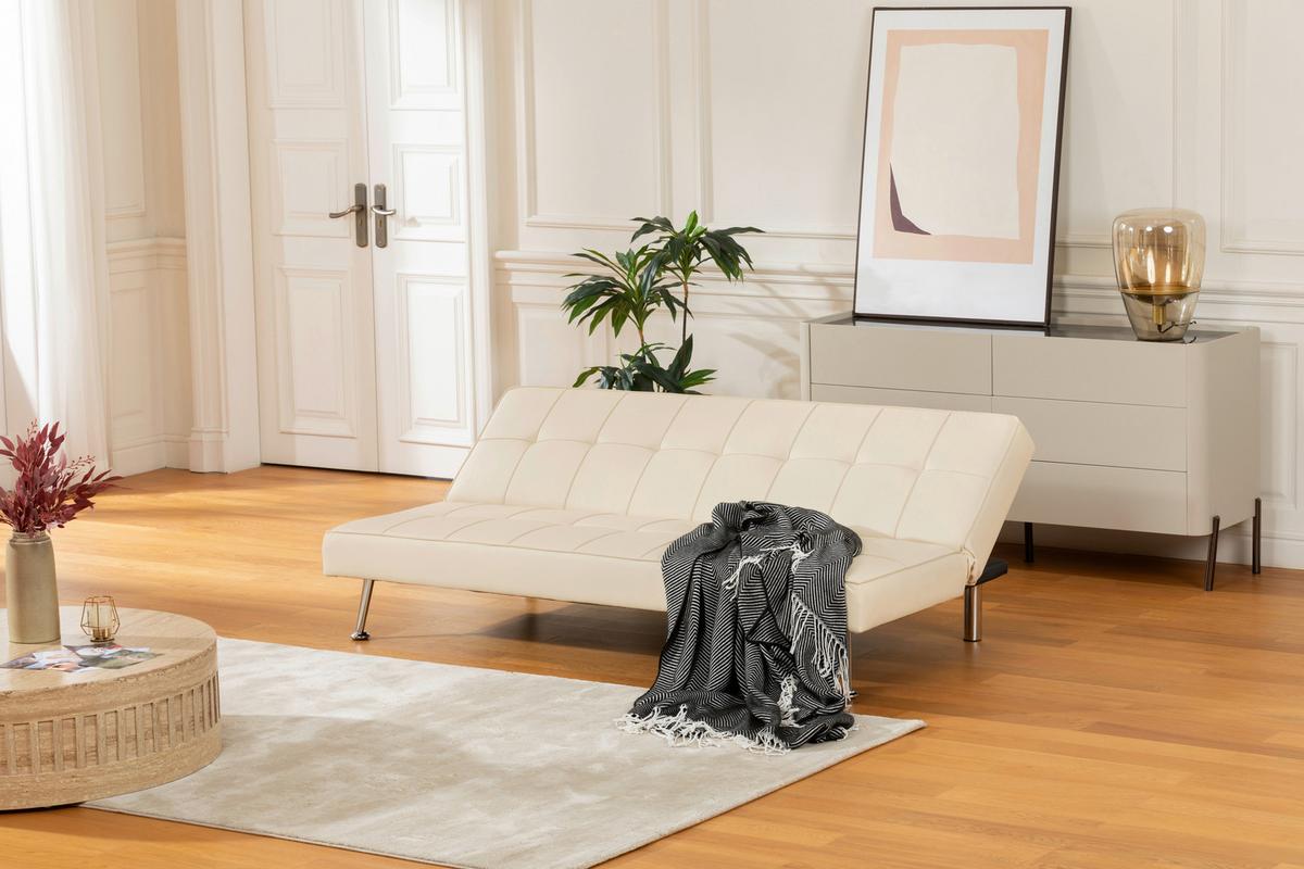 Schlafsofa Silva - Silberfarben/Creme, Basics, Textil (179/74/91cm) - P & B