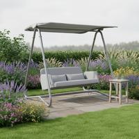 Hollywoodska záhradná hojdačka ILVA BLU sivá - svetlosivá, Modern, kov/textil (178/175/142cm) - Bessagi Garden