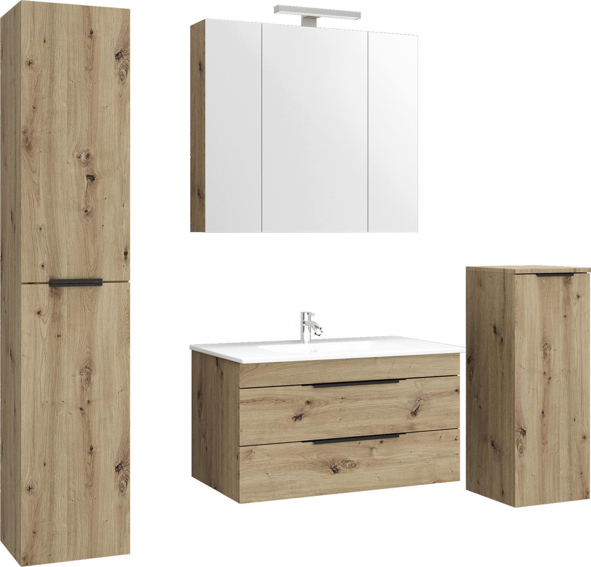 Waschtischkombi Sana Eiche Artisan B: 80 cm - Eiche Artisan/Weiß, MODERN, Keramik/Holzwerkstoff (80cm) - Stylife