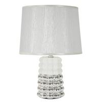 Tischleuchte Lace Weiß, Silberfarben B:23cm - Silberfarben/Weiß, Basics, Keramik/Textil (23/33/23cm)