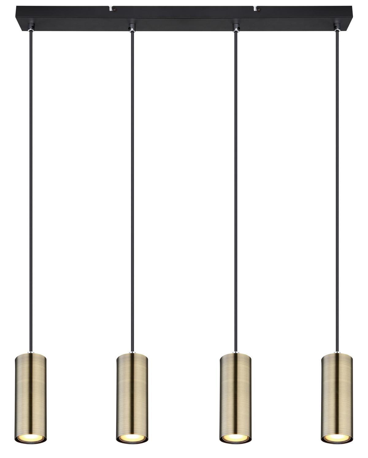 Hängeleuchte 57911-4hm - Messingfarben/Schwarz, Design, Metall (65/6/120cm) - Globo