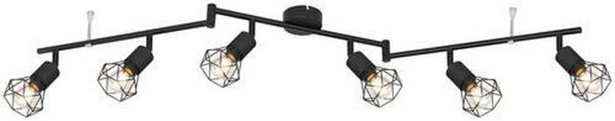 Strahler 6-flammig Verstellbar L: 120 Cm - Schwarz, Basics, Metall (120/8/22cm) - Globo