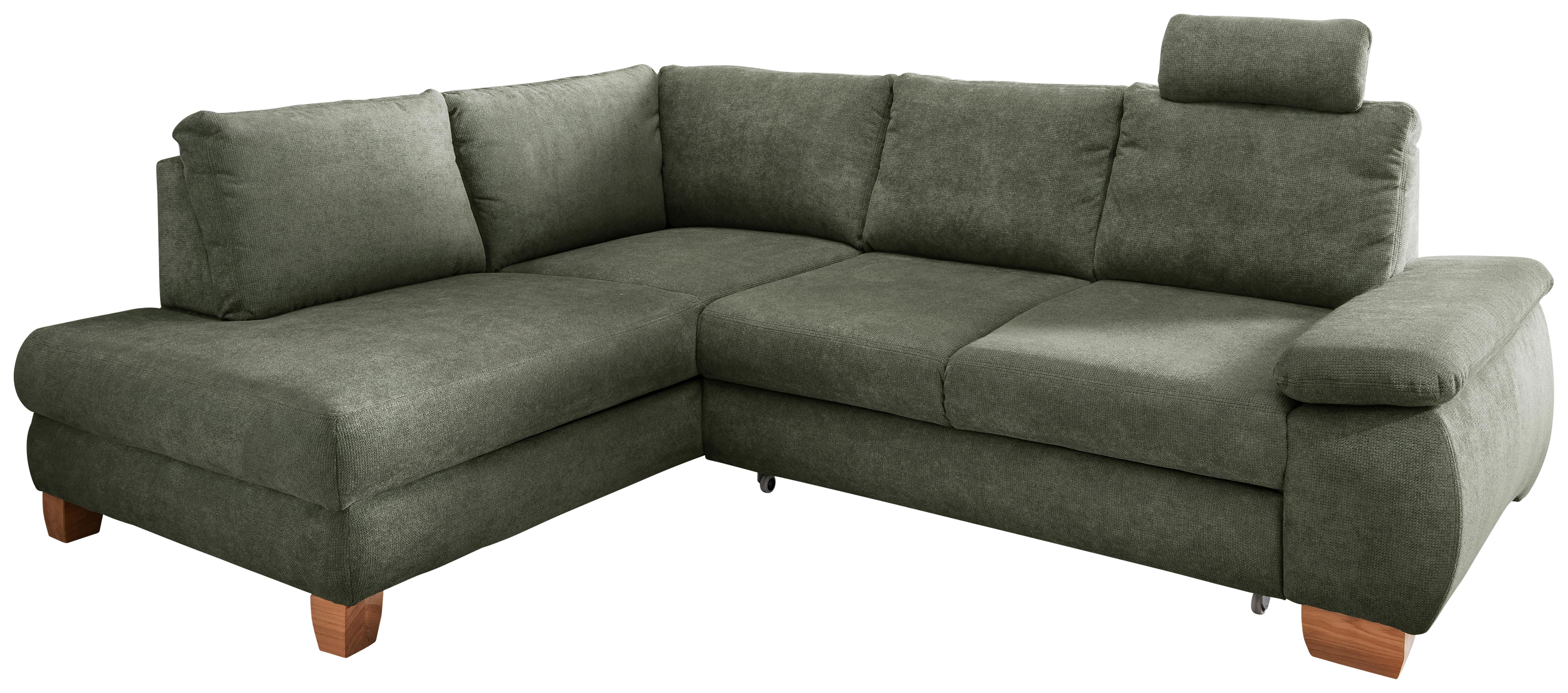 Eckschlafsofa Positano Dunkelgrün S: 206x261 cm - Wildeiche/Dunkelgrün, MODERN, Textil (206/261cm) - Livetastic