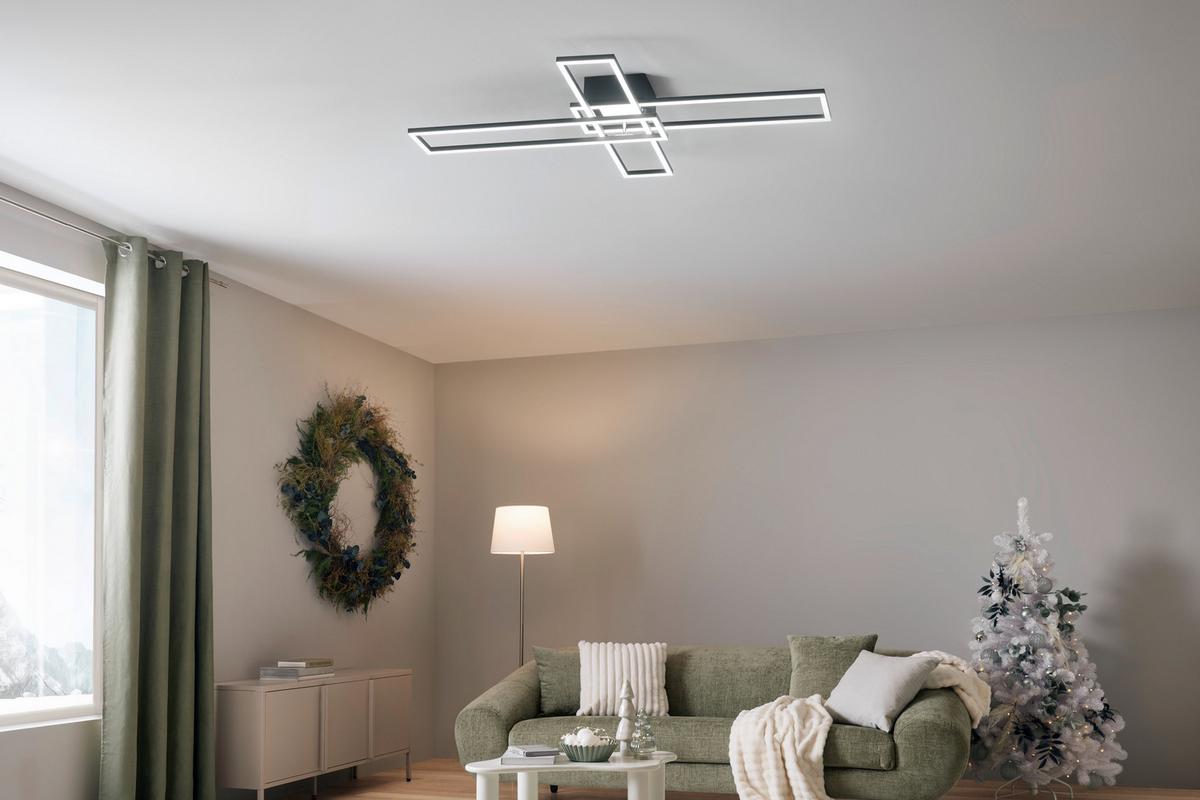 STROPNÍ LED SVÍTIDLO FILM - černá/opál, Moderní, kov (99/60/11,5cm) - Mömax