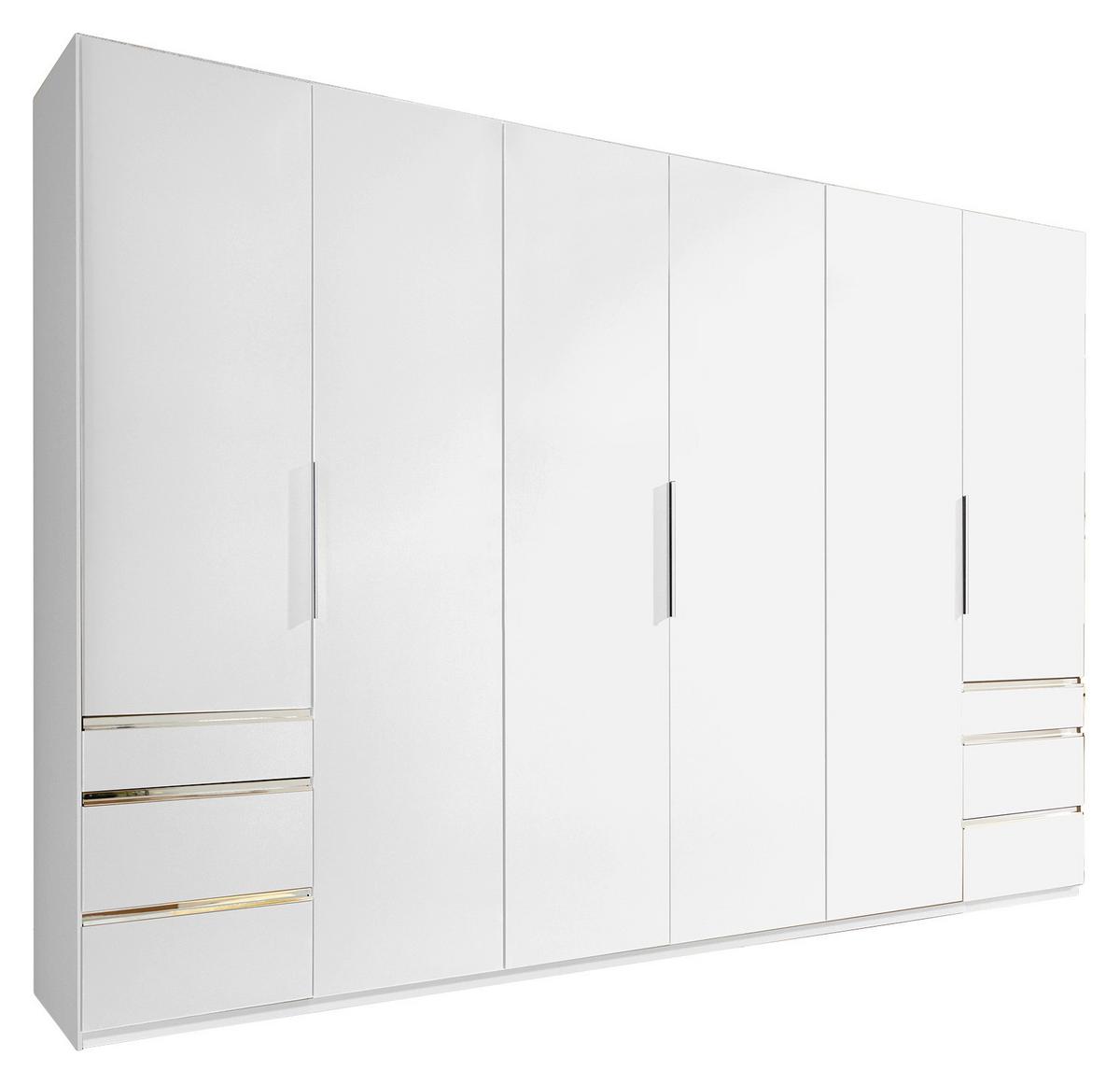 Drehtürenschrank Mit Schubladen 300cm Level 36a, Weiß Dekor - Weiß, MODERN, Holzwerkstoff (300/216/58cm) - MID.YOU
