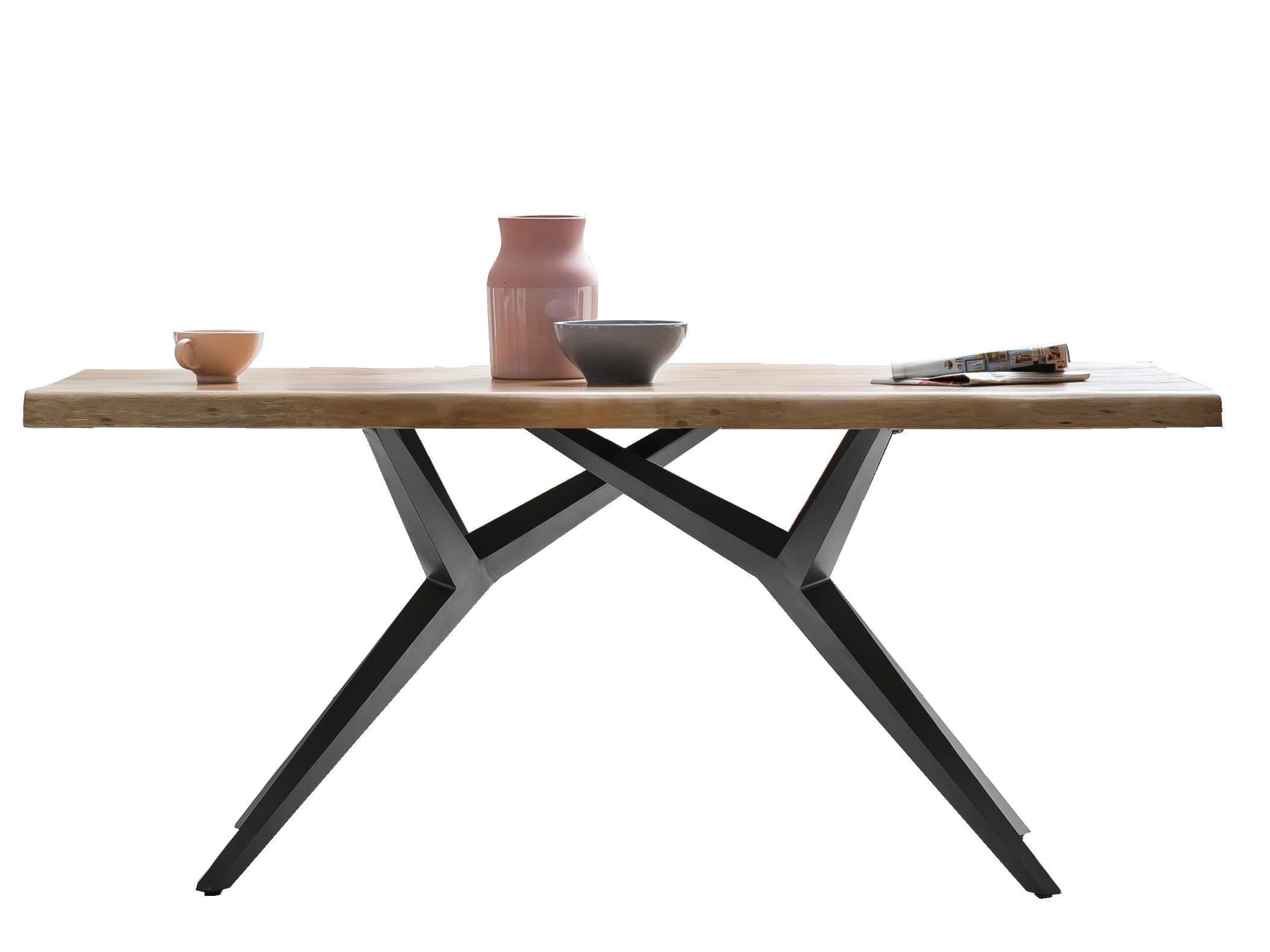 ESSTISCH Schwarz/Naturfarben L: 240cm - Schwarz/Naturfarben, MODERN, Holz/Metall (240/100/80,5cm) - MID.YOU