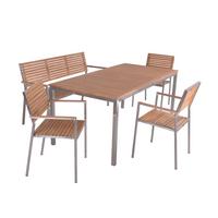 Gartentischgruppe Denver - Silberfarben/Braun, Basics, Holz/Kunststoff (190/75/280cm) - Gardenson