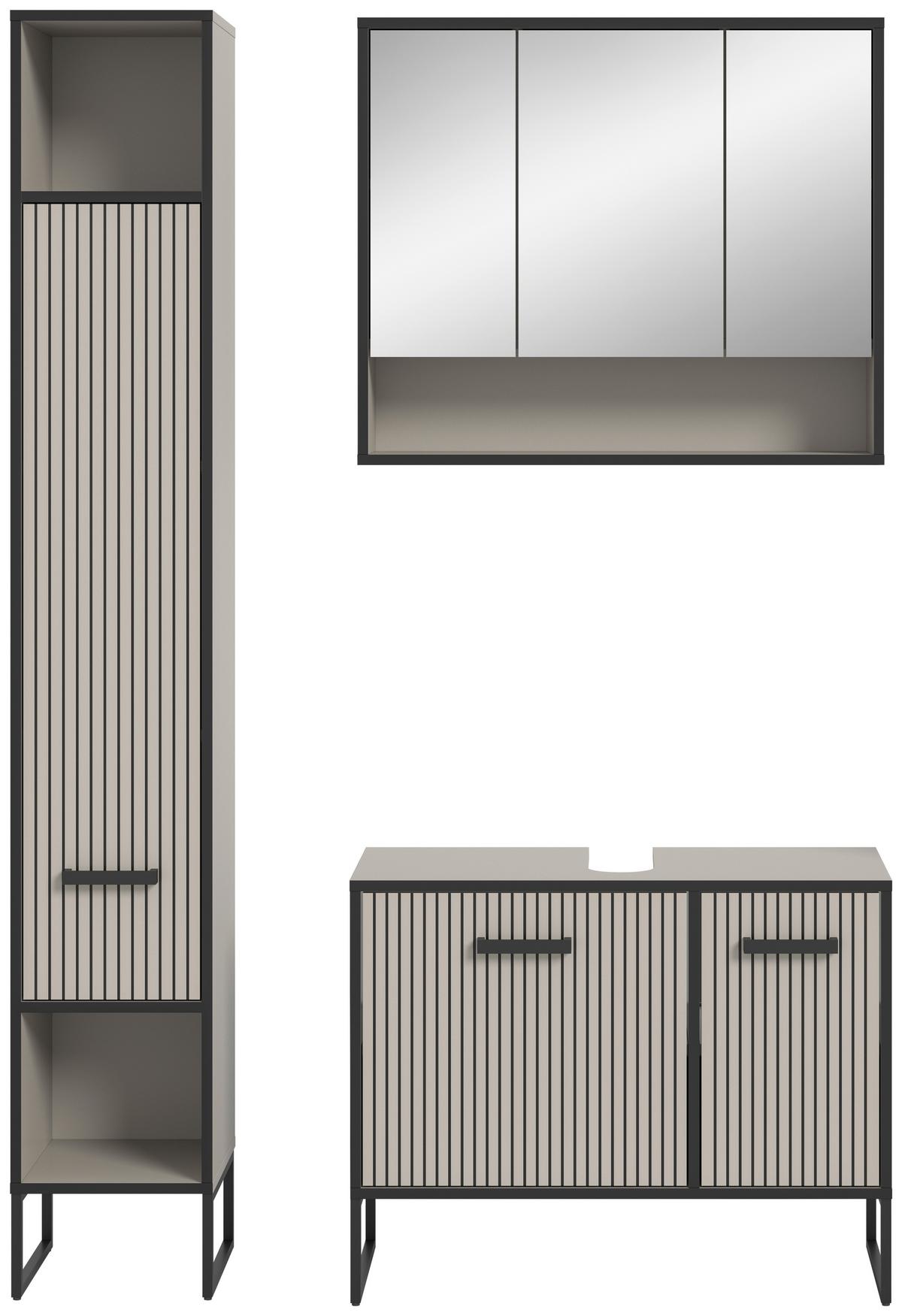 Badezimmer Bagno Schwarz/kaschmir B:110cm - Kaschmir/Schwarz, MODERN, Holzwerkstoff (110cm) - MID.YOU