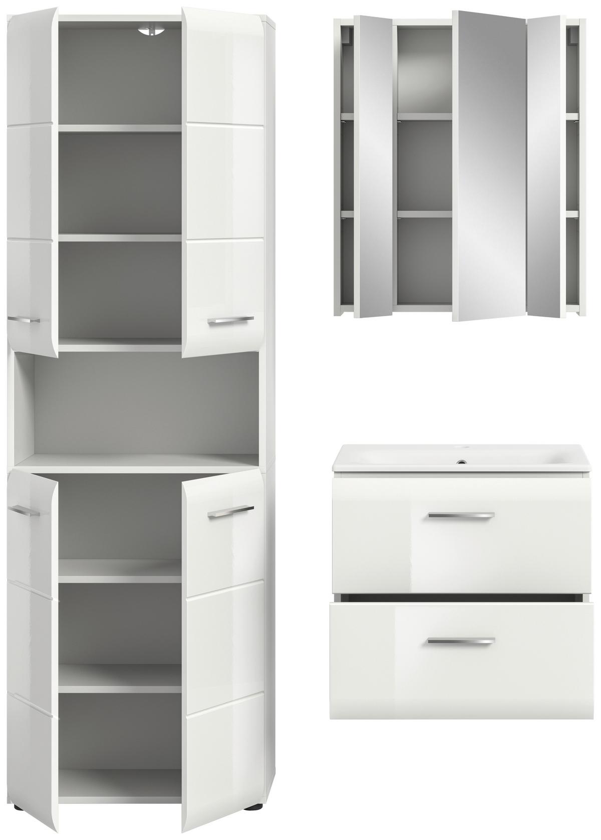 Badezimmer Ice Weiß Hg B: 120 Cm - Weiß Hochglanz/Schwarz, MODERN, Keramik/Holzwerkstoff (120/185/46cm) - MID.YOU