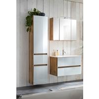Badmöbel-Set 4-Tlg. inkl. LED Helsinki, Weiß/Eiche - Eichefarben/Weiß, KONVENTIONELL, Glas/Holzwerkstoff (120cm) - Held