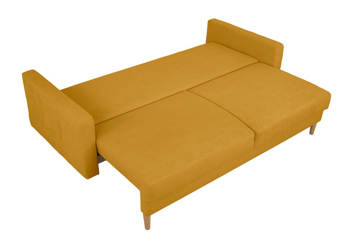 Schlafsofa Noret, Gelb B: 222 Cm - Gelb/Buchefarben, Design, Textil (222/93/99cm) - MID.YOU