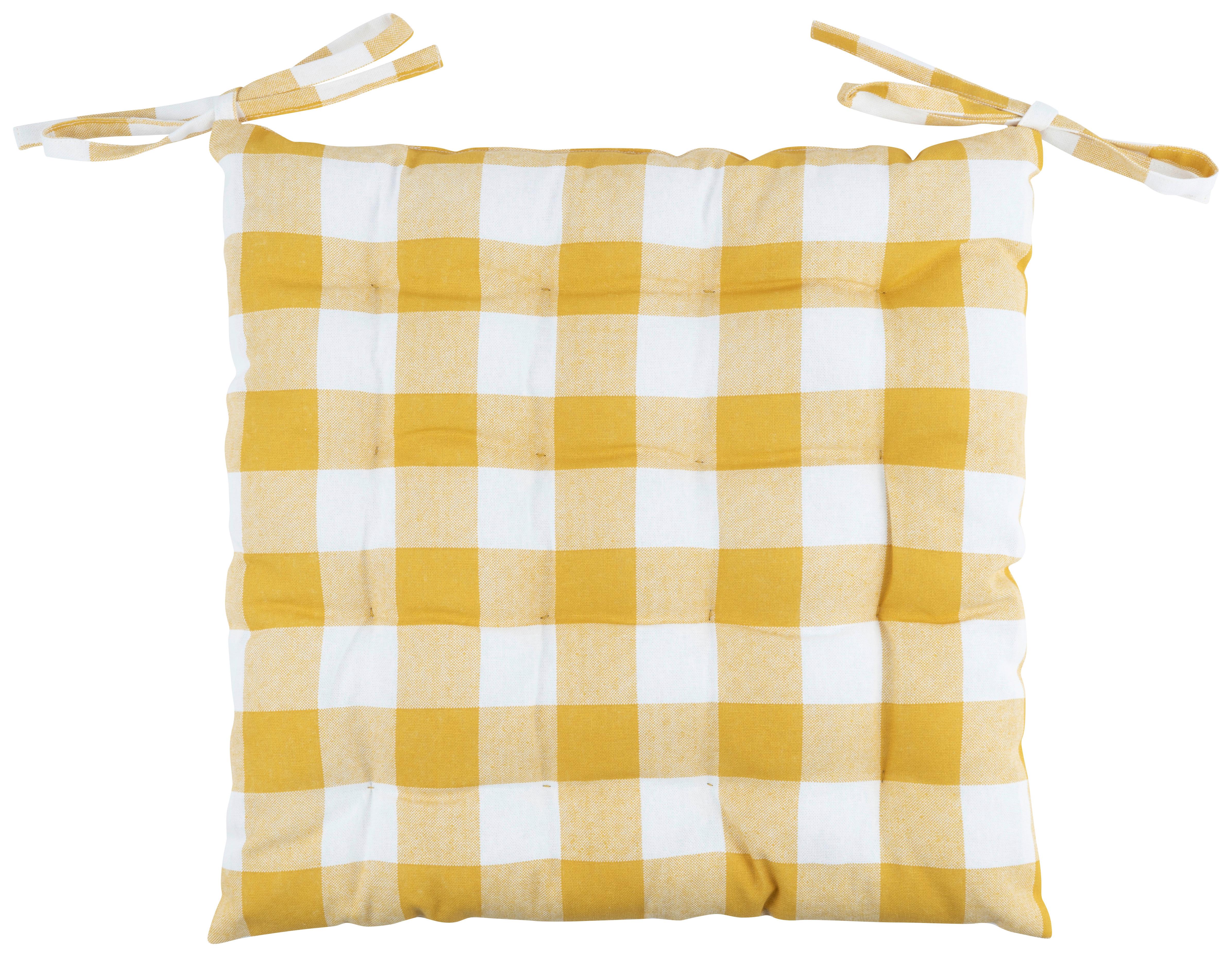 Sitzkissen Sofia Gelb/weiß 40x40 Cm Baumwolle - Gelb/Weiß, MODERN, Textil (40/40/5cm) - Luca Bessoni
