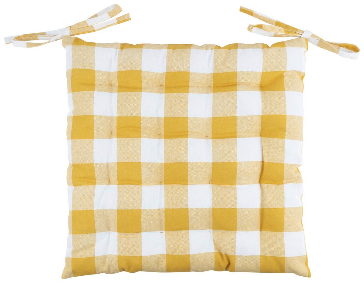 Sitzkissen Sofia Gelb/weiß 40x40 Cm Baumwolle - Gelb/Weiß, MODERN, Textil (40/40/5cm) - Luca Bessoni
