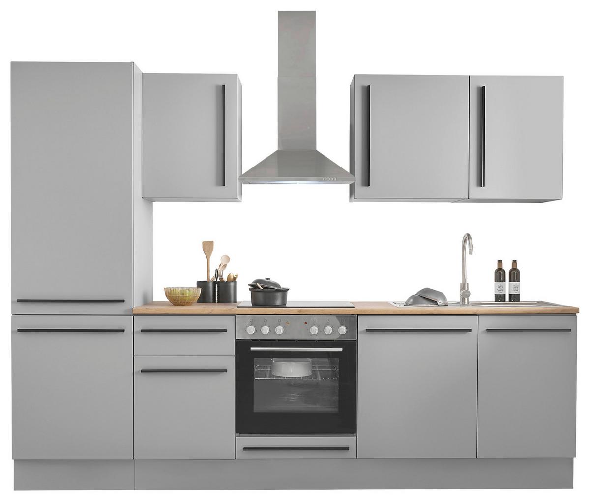 Küchenblock Denver Grau/Eiche Dekor B: 280 cm - Eichefarben/Grau, Design, Holzwerkstoff (280cm) - MID.YOU