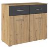 Kommode Foster - Alufarben/Eiche Artisan, KONVENTIONELL, Holzwerkstoff (93/81/42cm)