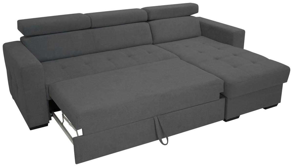 Rohová sedačka MARCO, oboustranná, tmavě šedý velur - černá/tmavě šedá, Konvenční, kov/dřevo (238/78-94/170cm)