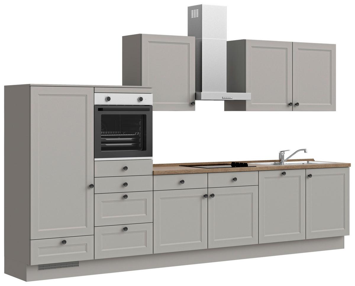 Kuchynská linka 360 cm, kamenná sivá - čierna/sivá, Modern, kov/kompozitné drevo (360cm) - Nobilia