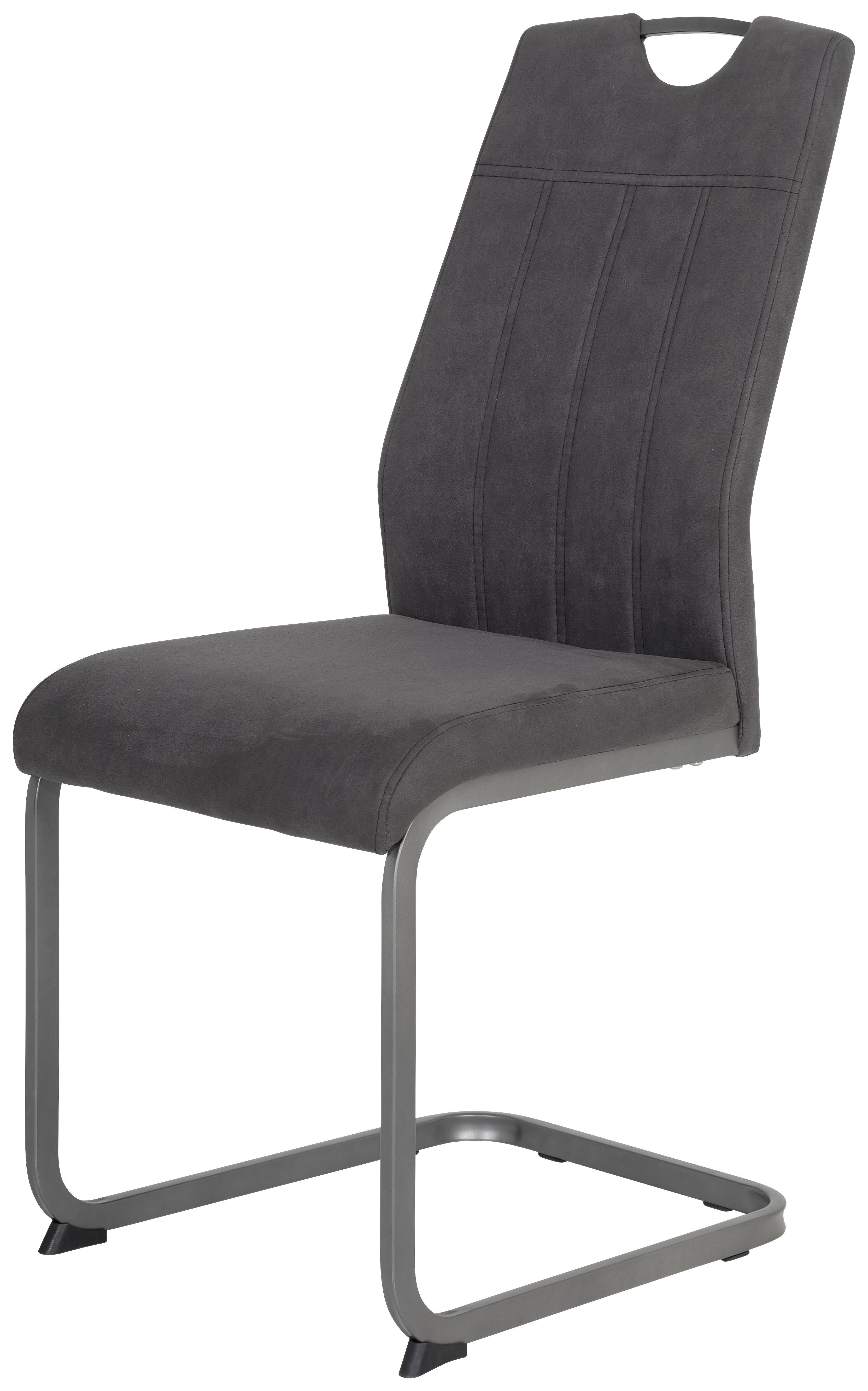 Schwingstuhl Christina Ii Lederlook Anthrazit Gepolstert - Anthrazit/Grau, KONVENTIONELL, Textil/Metall (43/98/58cm)